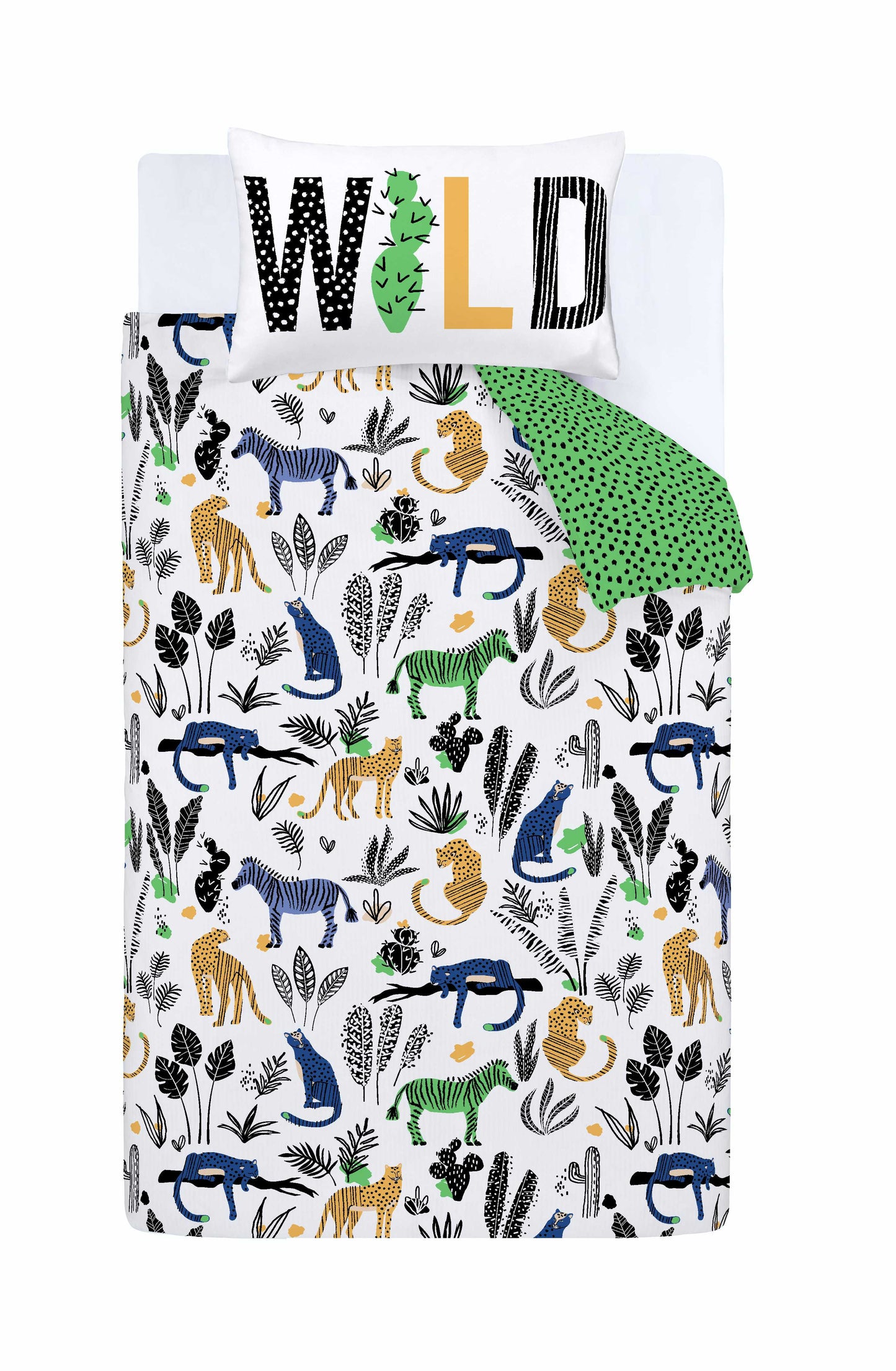 Wild Jungle Animals Green Duvet Cover Set by Pineapple Elephant