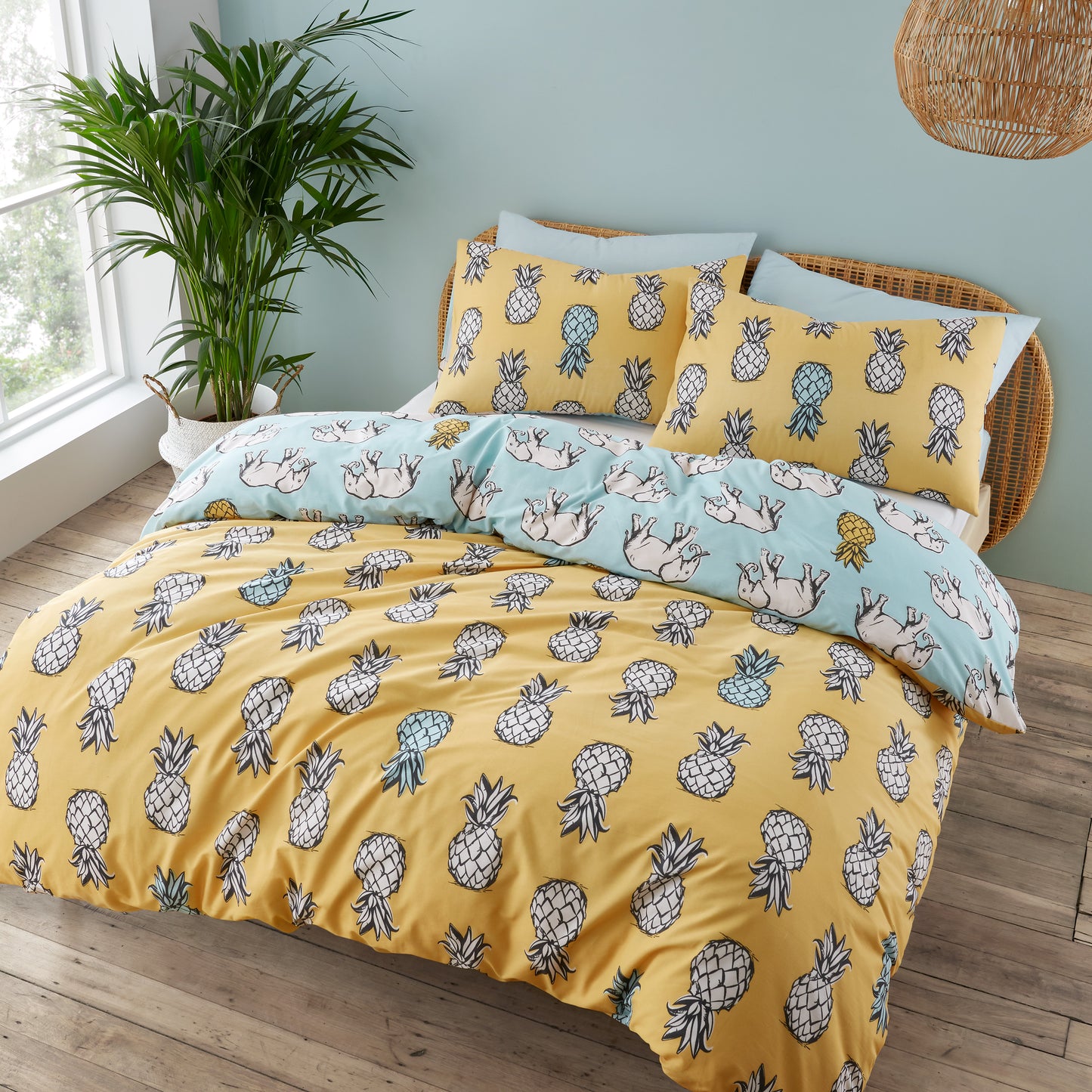 Tupi Pineapple Ochre Teal Duvet Cover Set by Pineapple Elephant