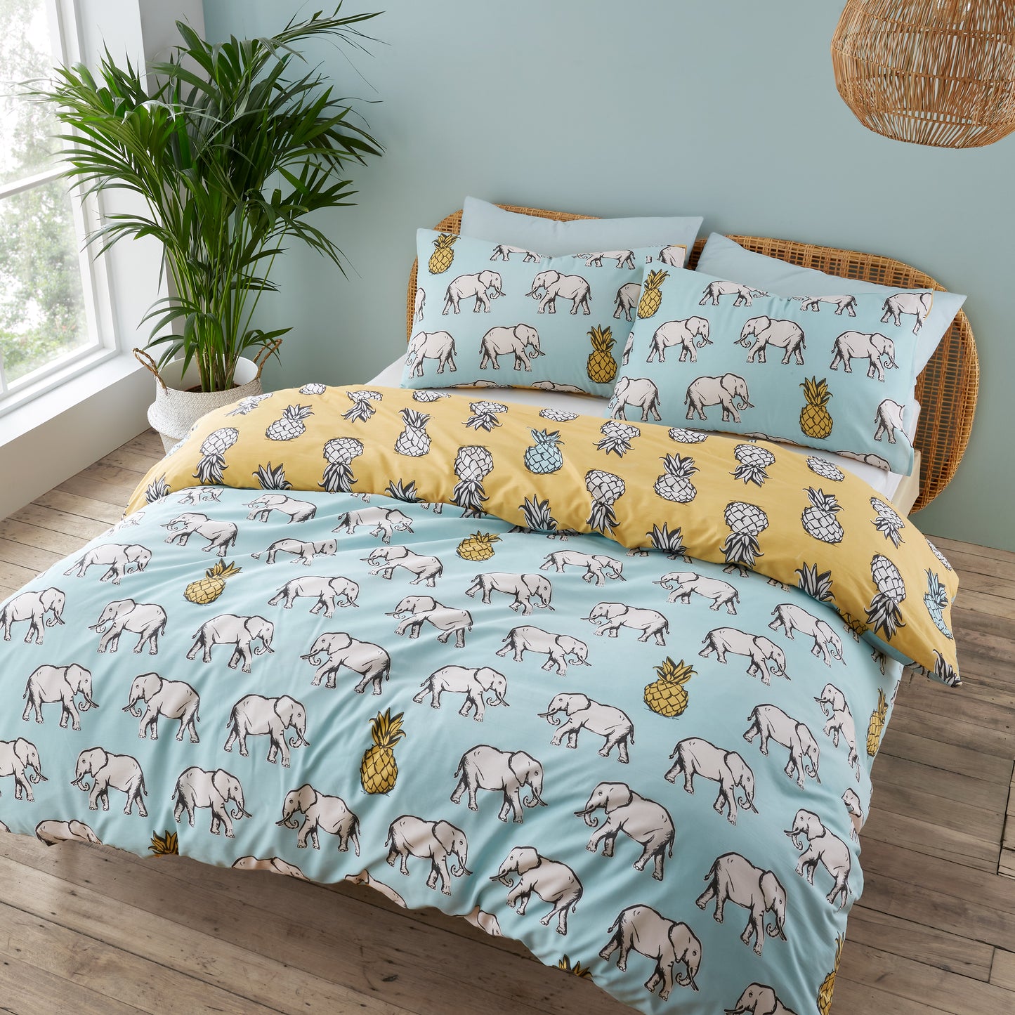 Tupi Pineapple Ochre Teal Duvet Cover Set by Pineapple Elephant