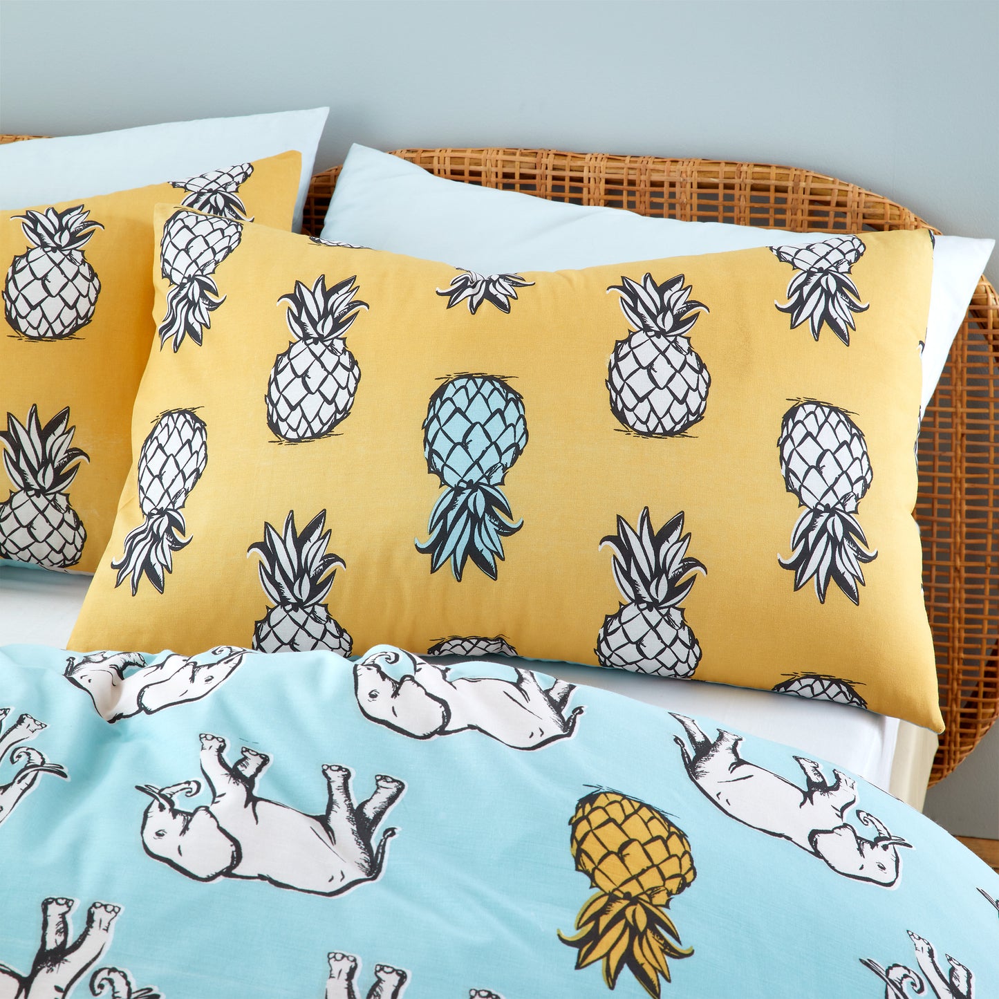 Tupi Pineapple Ochre Teal Duvet Cover Set by Pineapple Elephant