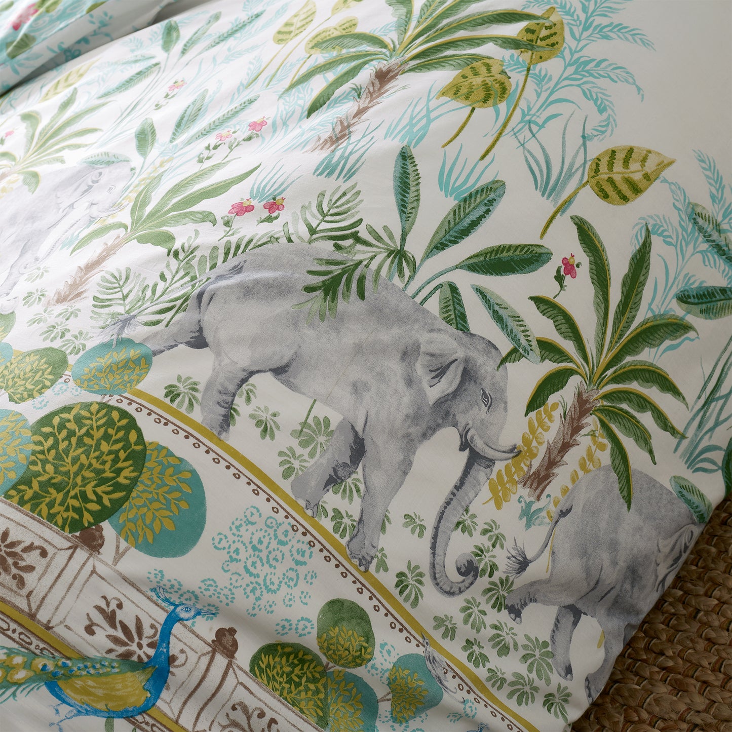 Elephant Oasis Green Duvet Cover Set by Pineapple Elephant