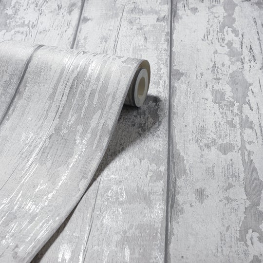 Metallic Washed Wood Grey/Silver 908501 by Arthouse