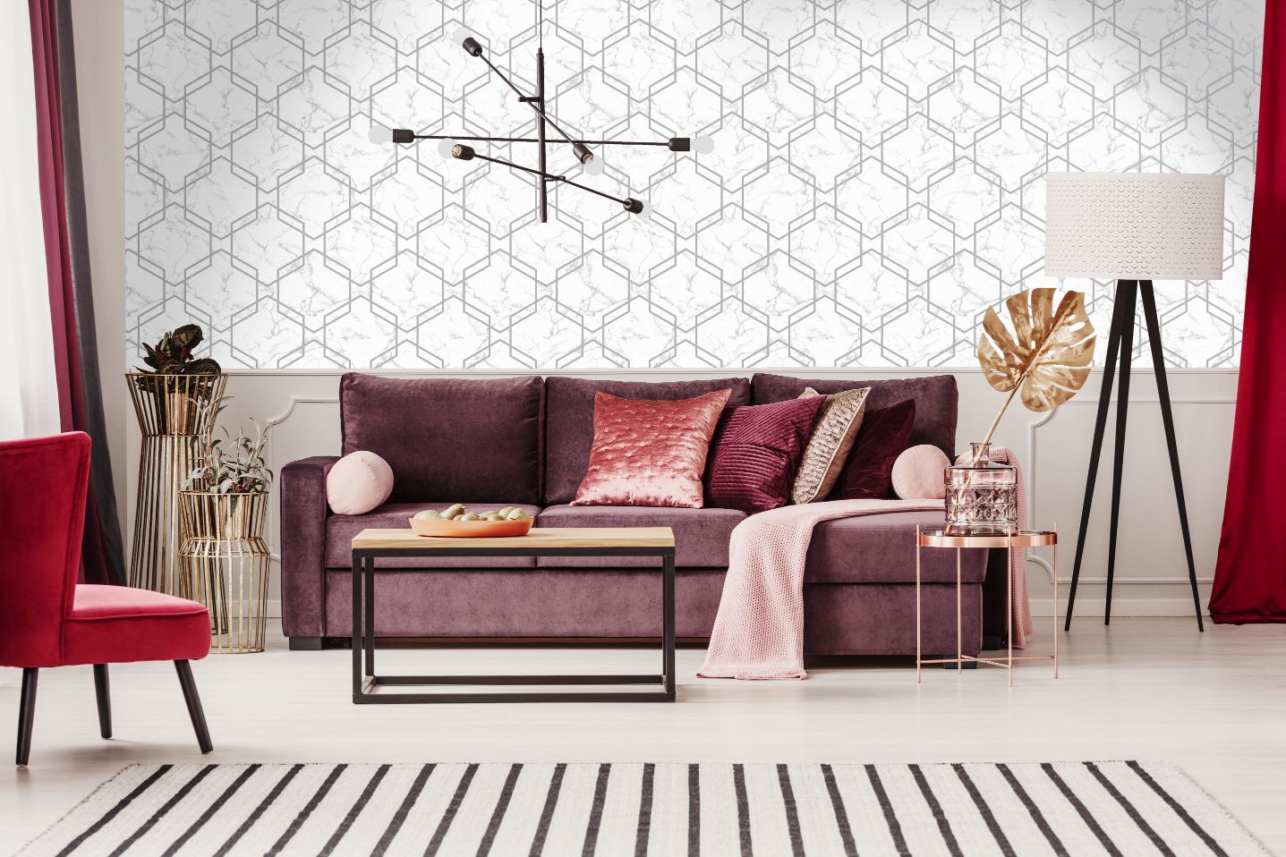 Hexagon Geo Grey/Silver 90710 by Holden Decor