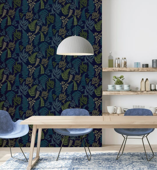 Botanical Fern Navy/Grey 909800 by Arthouse