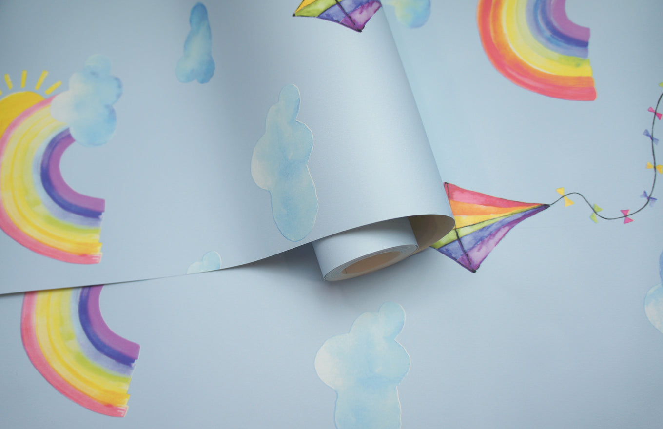 Rainbows and Flying Kites Blue 91022 by Holden Decor