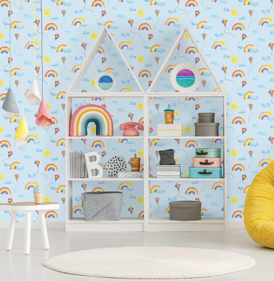 Rainbows and Flying Kites Blue 91022 by Holden Decor