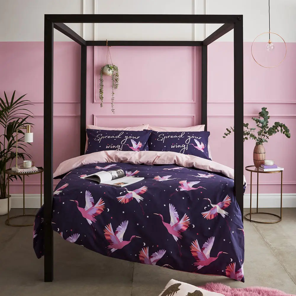 Cosmic Cranes Navy Duvet Cover Set by Sassy B