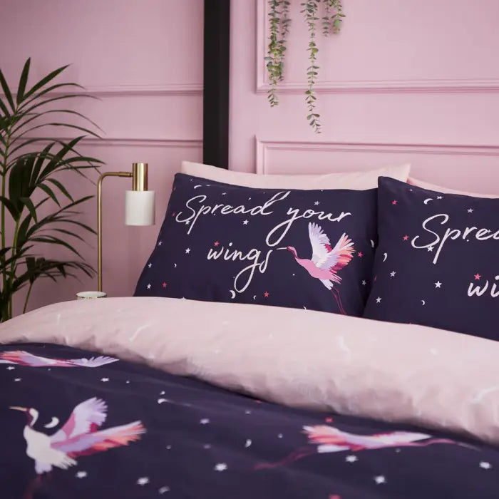 Cosmic Cranes Navy Duvet Cover Set by Sassy B