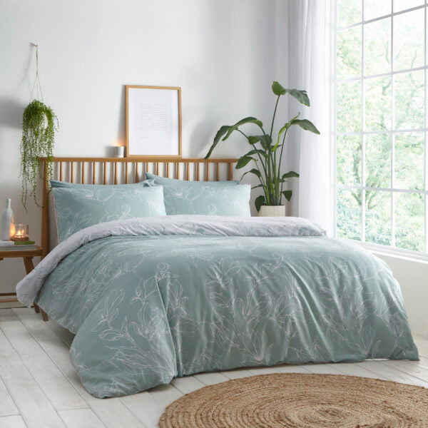 Linear Floral Green Duvet Cover Set by Portfolio Home