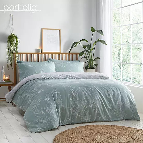 Linear Floral Green Duvet Cover Set by Portfolio Home