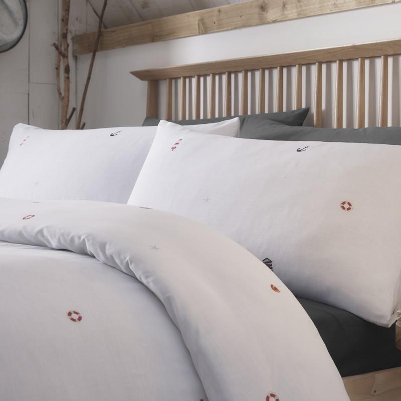 Harbour White Reversible Duvet Cover Set by Portfolio Home