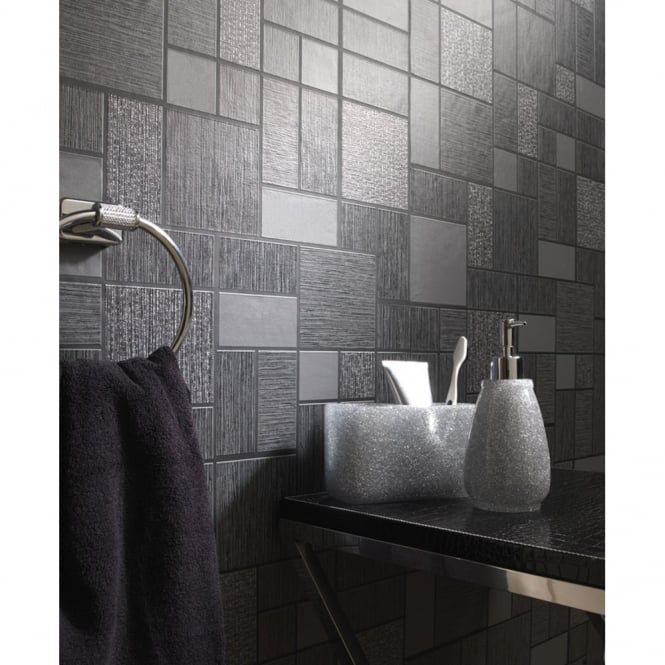 Glitter Tile Black 89240 by Holden Decor