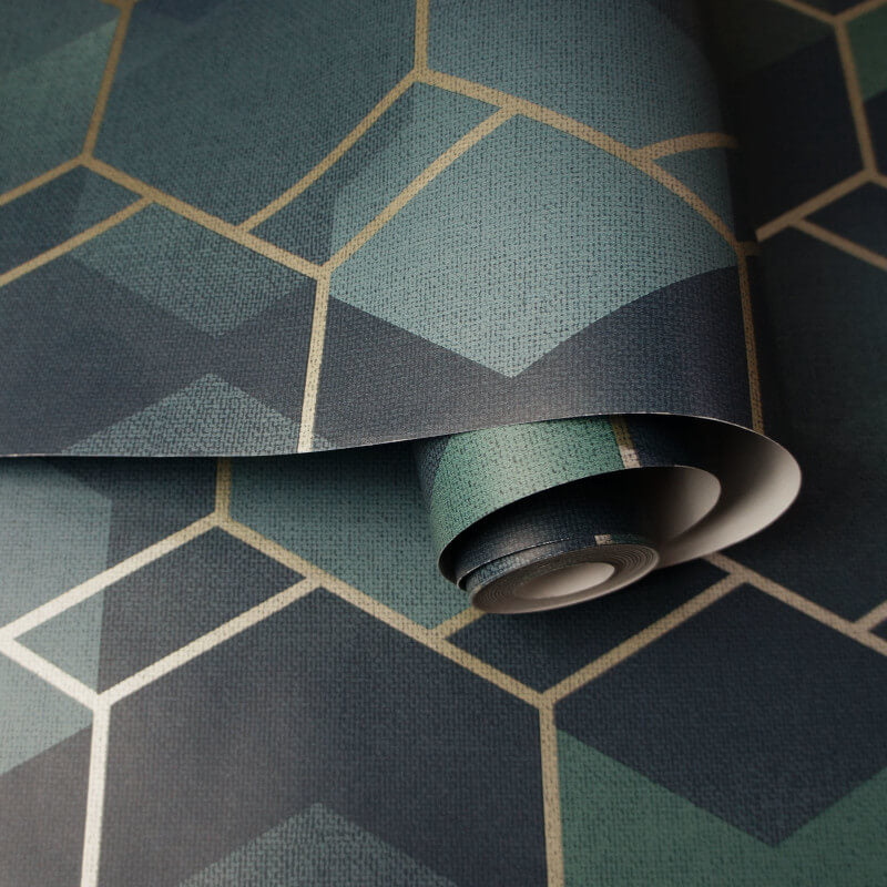 Ask Geo Teal/Gilver 13001 by Holden Decor