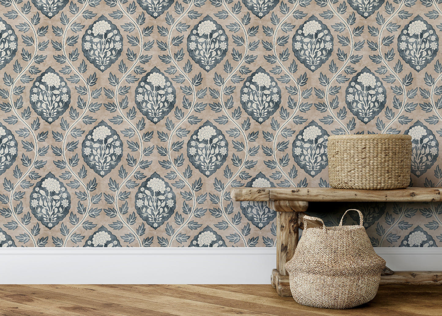 Floral Cartouche Stone Blue 100020EH by Esselle Home (DD)