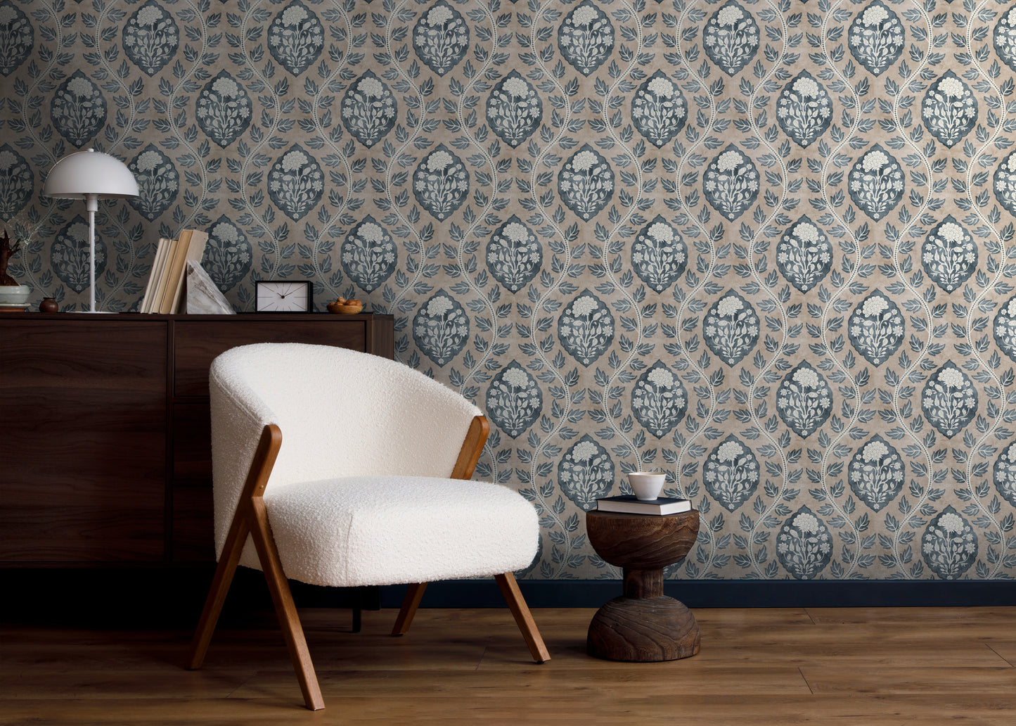 Floral Cartouche Stone Blue 100020EH by Esselle Home (DD)