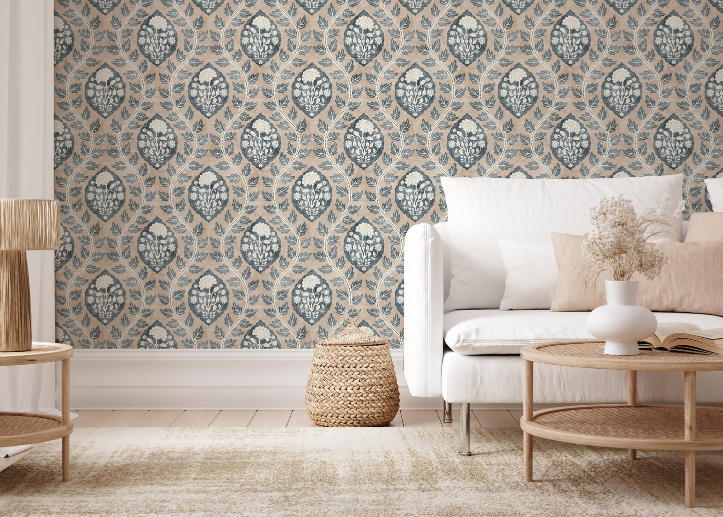 Floral Cartouche Stone Blue 100020EH by Esselle Home (DD)