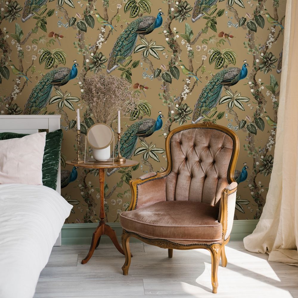 Peacock Woods Gold 13683 by Holden Decor – wallpaperbase