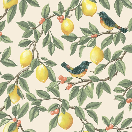 Lemon Leaf Trail Cream Orange Wallpaper 13870 by Holden Decor