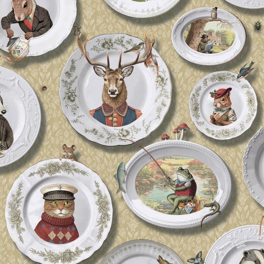 Vintage Tea Party Ochre Wallpaper 13940 by Holden Decor