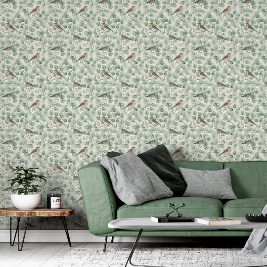 Birds & Blossoms Green 296402 by Arthouse (DD)