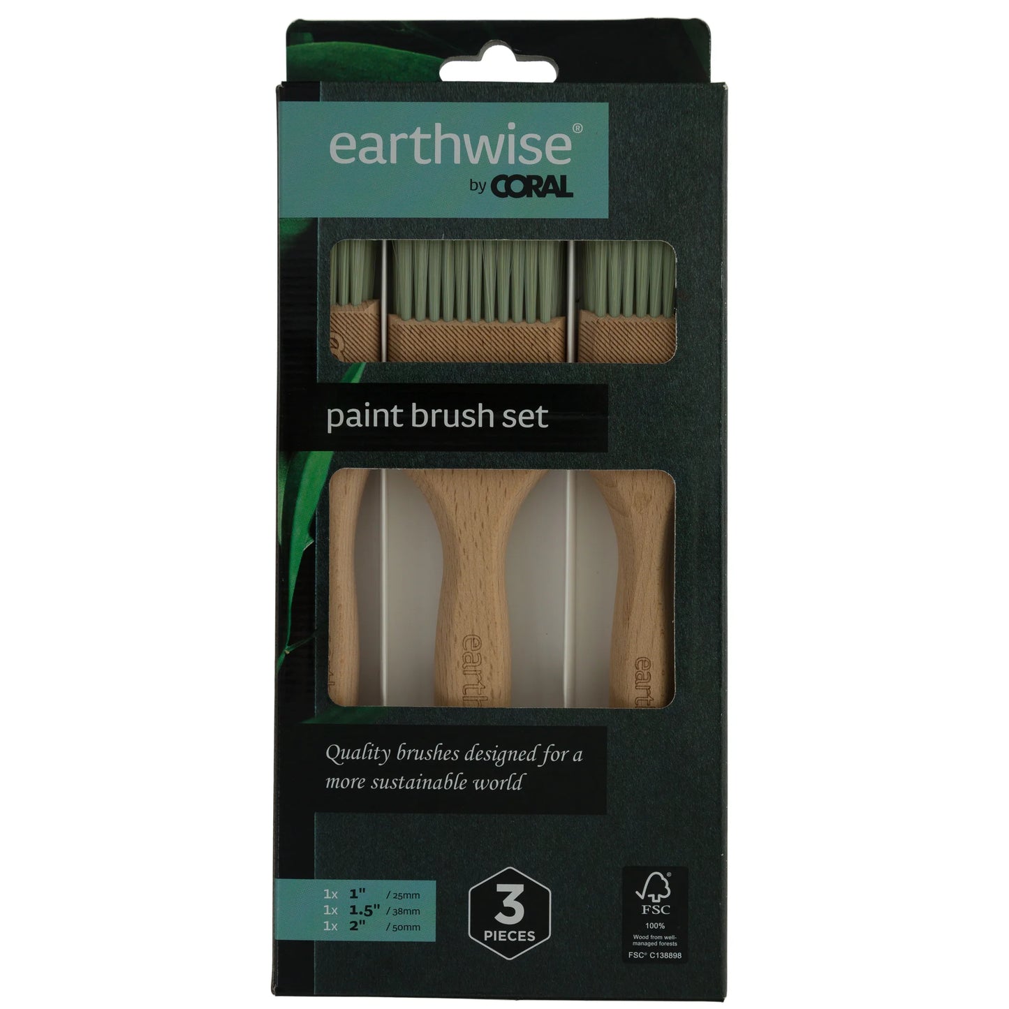Earthwise Paint Brush set by Coral, 3 piece