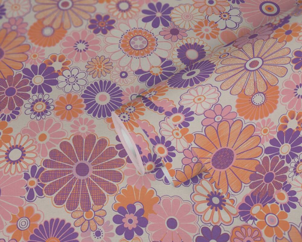 Retro Chic Floral Purple Pink 39535-1 by AS Creations