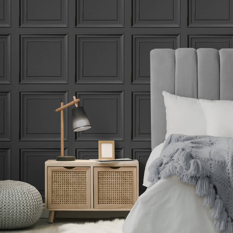 Square Panel Dark Grey Wallpaper FD43001 by Fine Decor