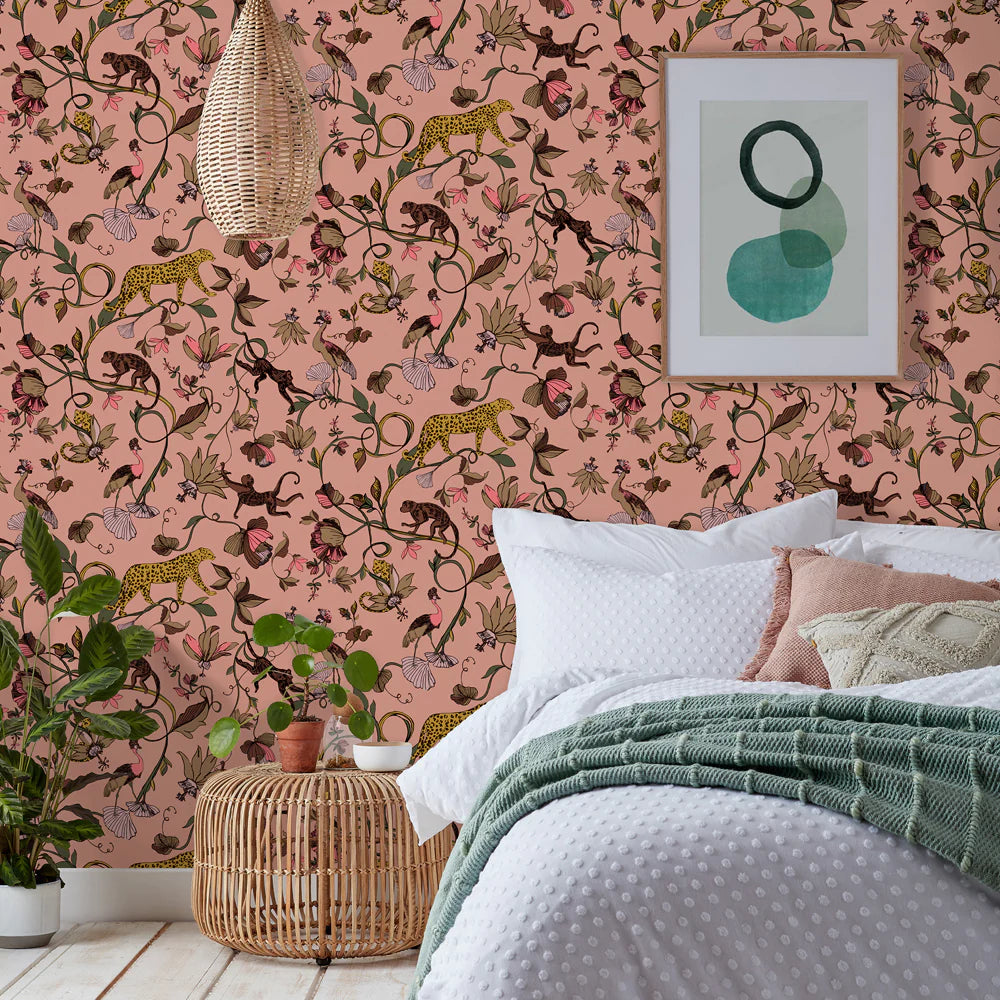 Exotic Wildings Wallpaper Blush EXOTIC/WP1/BL by Furn.
