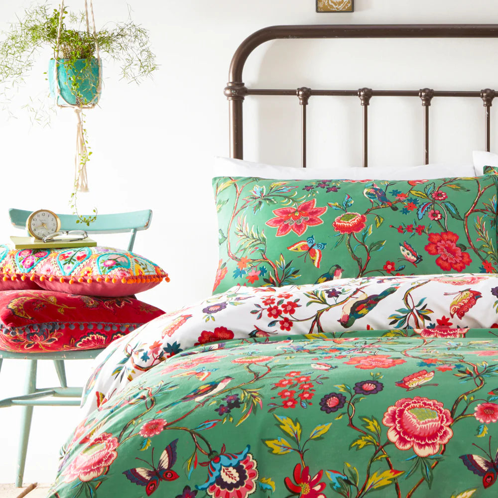 Pomelo Tropical Floral Verdi Duvet Cover Set by furn.