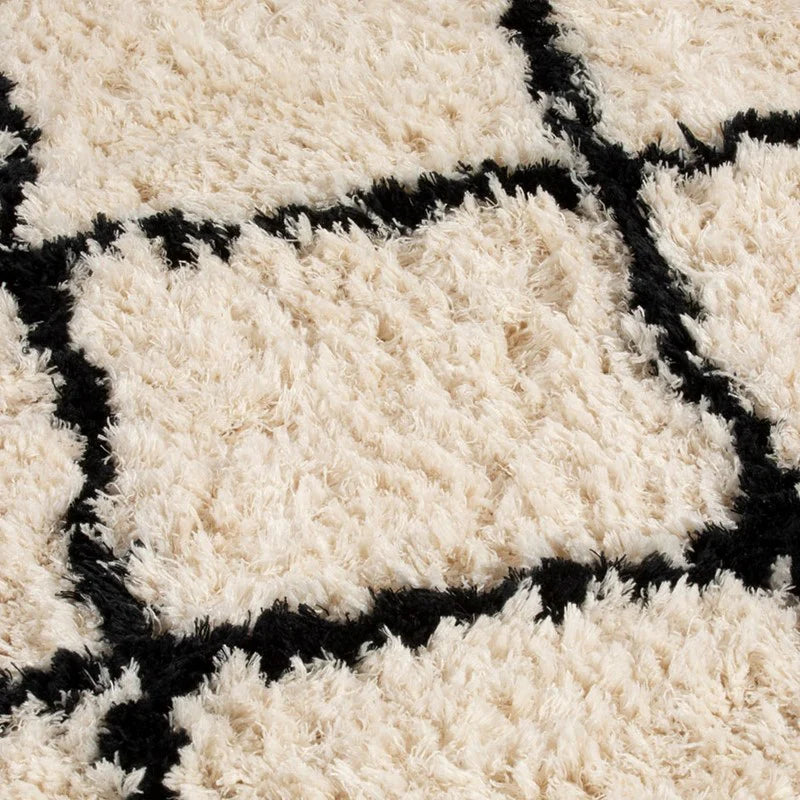 Tahira Shaggy Rug in Cream/Black Taupe by Esselle (DD)