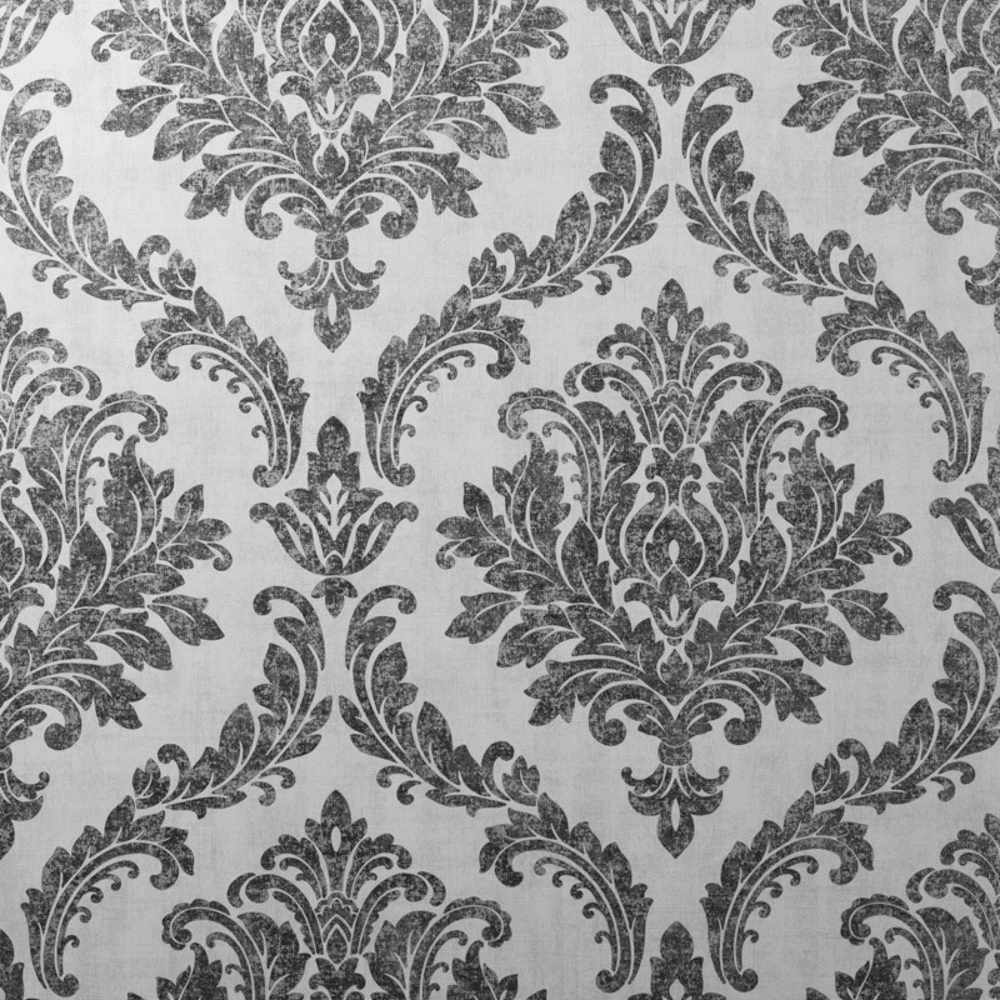 Tulsa White/Charcoal Damask M1534 by Crown