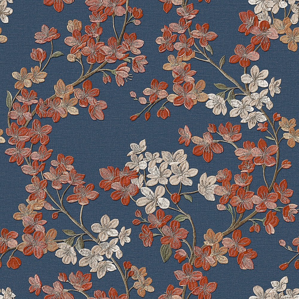 Grace Cherry Blossom Blue/Copper GR322206 by Design ID