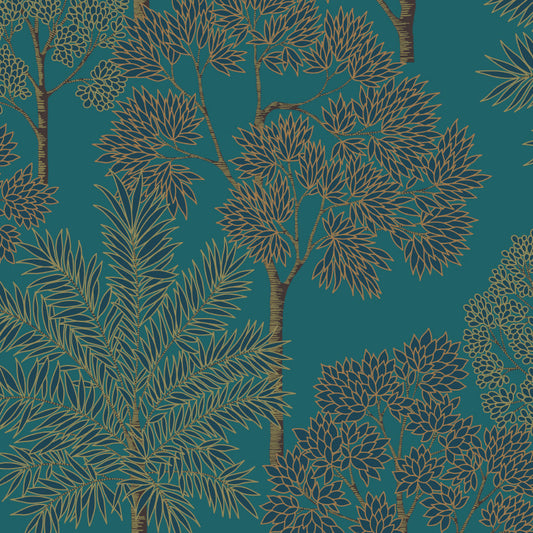 City of Palms Teal A49802 by Grandeco