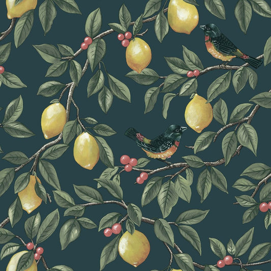 Lemon Leaf Trail Teal Wallpaper 13871 by Holden Decor