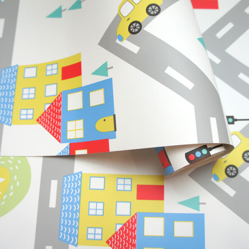 Dino Road White/Multi 90910 by Holden Decor