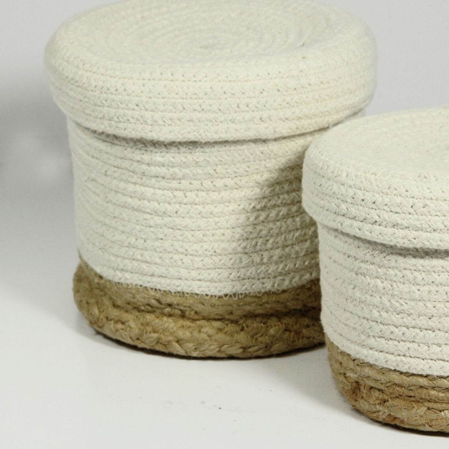 Balham Lidded Storage Nested Basket Cream, Set of 2 by Esselle