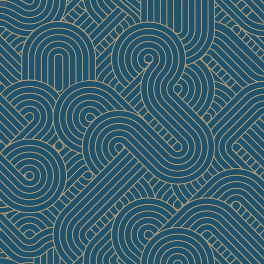 Orbis Geometric Blue/Gold M61601 by Muriva