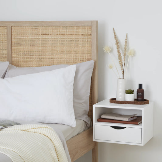 Monda Matt White MDF 1 Drawer Wall Mounted Bedside Table