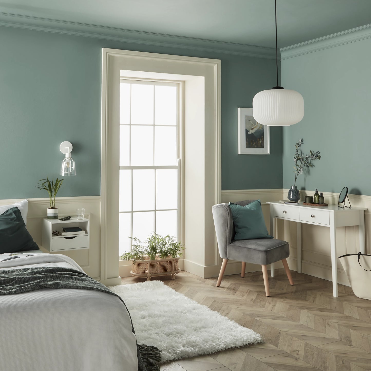 Monda Matt White MDF 1 Drawer Wall Mounted Bedside Table