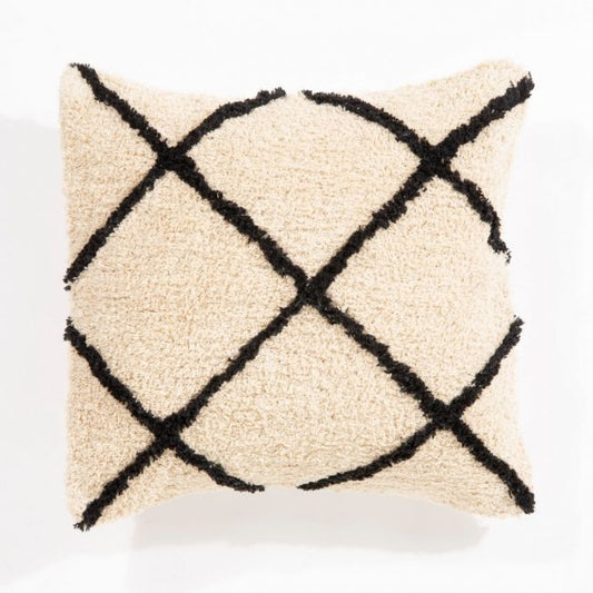 Peak Square Tahira Cross Cross Cream Cushion, 45x45cm by Esselle (DD)