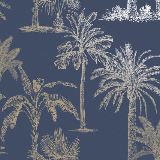 Glistening Tropical Tree Navy 12821 by Holden Decor