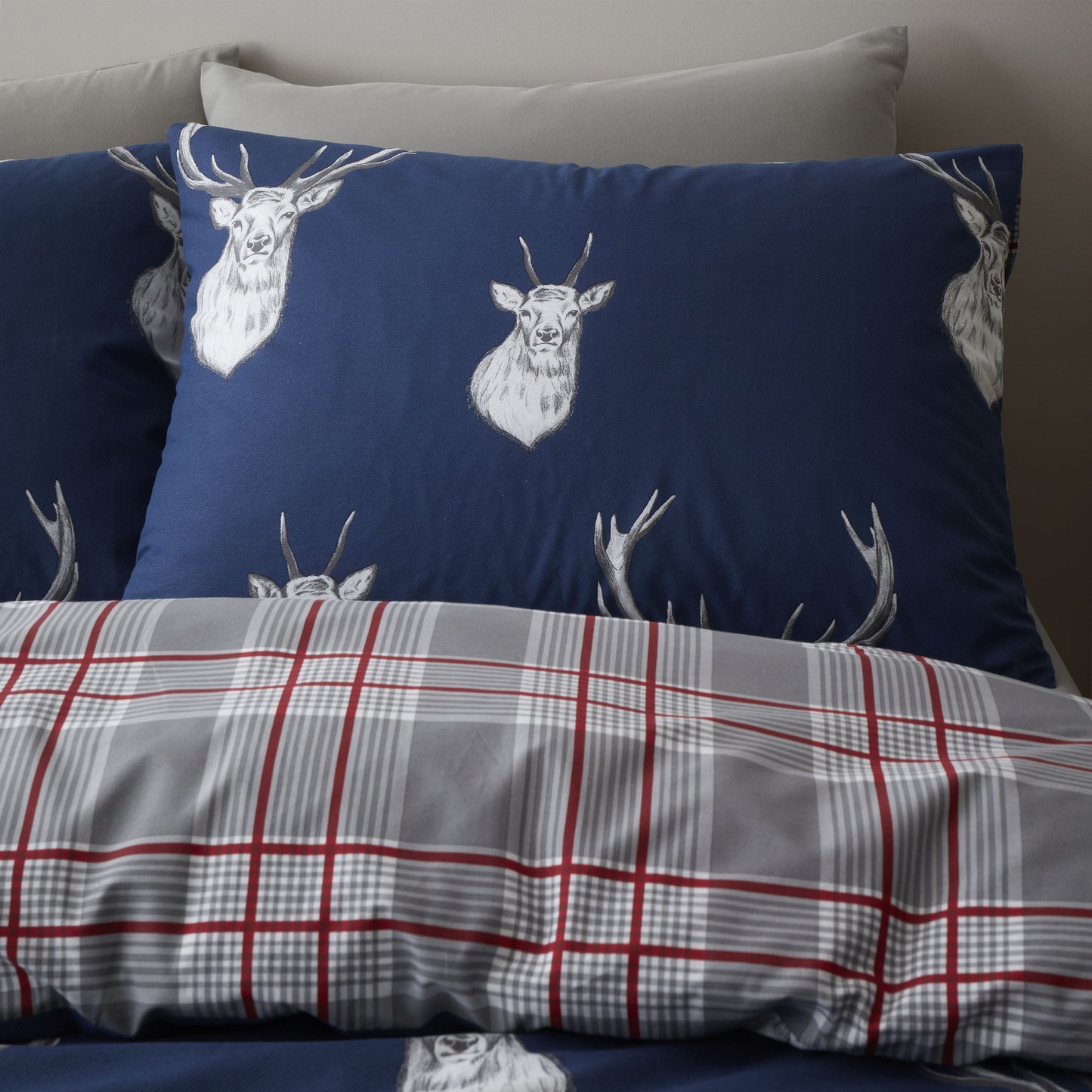 Stag Check Navy Duvet Cover Set by Catherine Lansfield