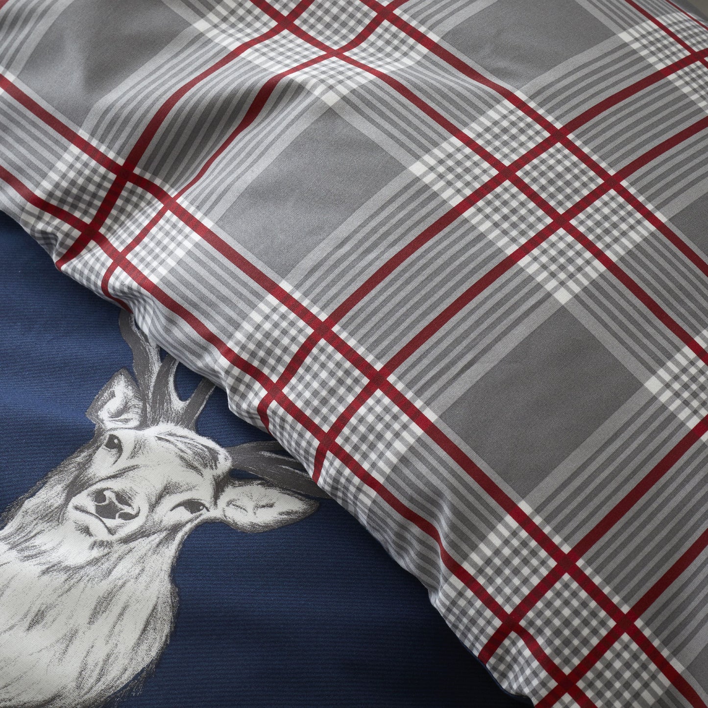 Stag Check Navy Duvet Cover Set by Catherine Lansfield