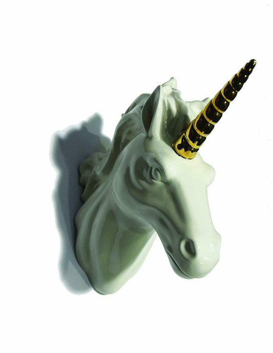 Unicorn Head White & Gold by Arthouse