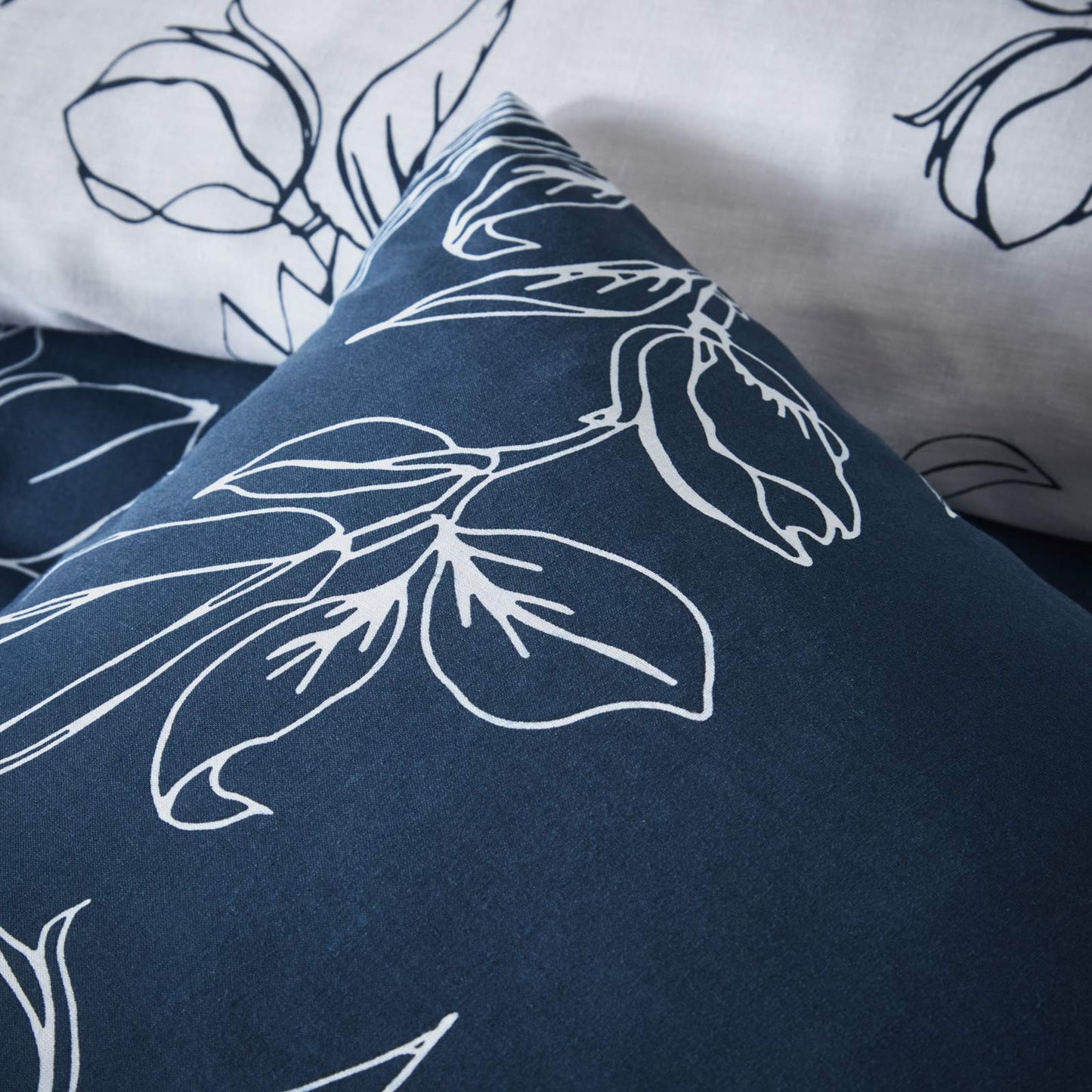 Linear Floral Navy Duvet Cover Set by Portfolio Home