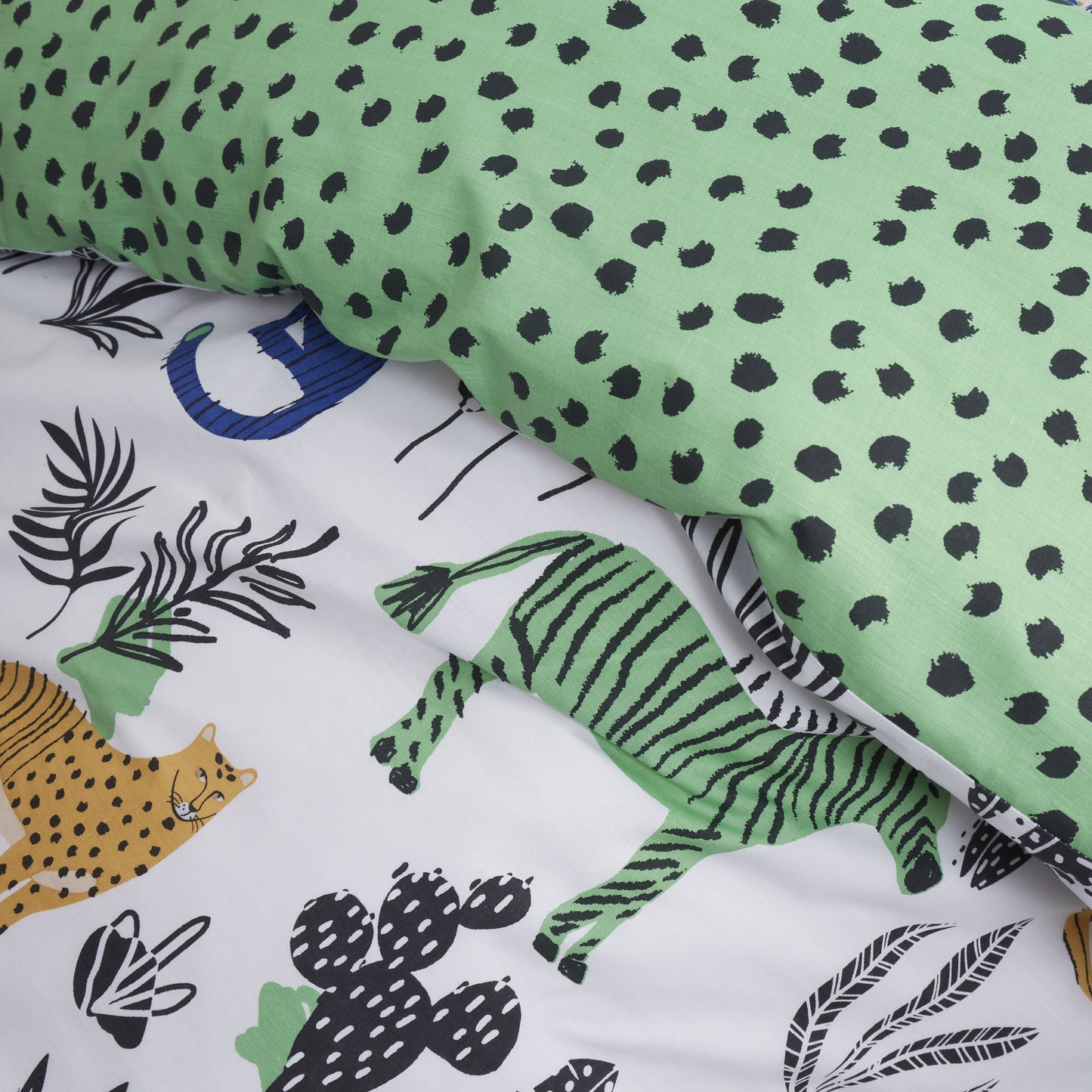Wild Jungle Animals Green Duvet Cover Set by Pineapple Elephant