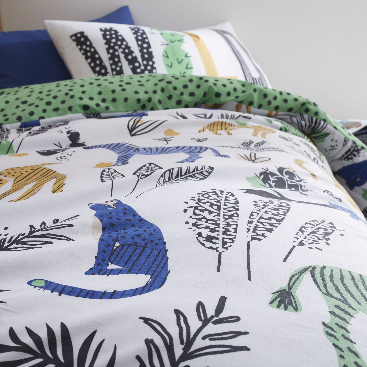 Wild Jungle Animals Green Duvet Cover Set by Pineapple Elephant