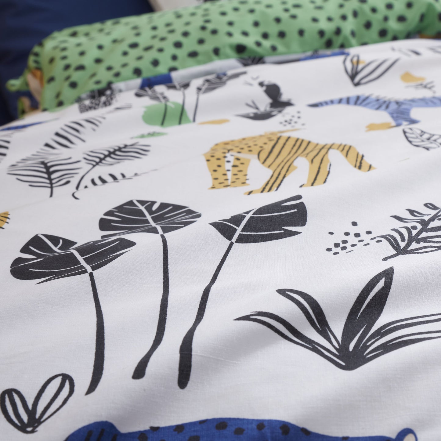 Wild Jungle Animals Green Duvet Cover Set by Pineapple Elephant