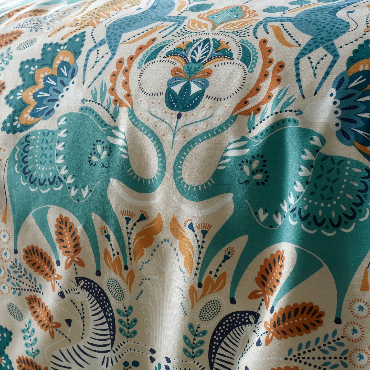 Carnival Animals Teal Duvet Cover Set by Pineapple Elephant