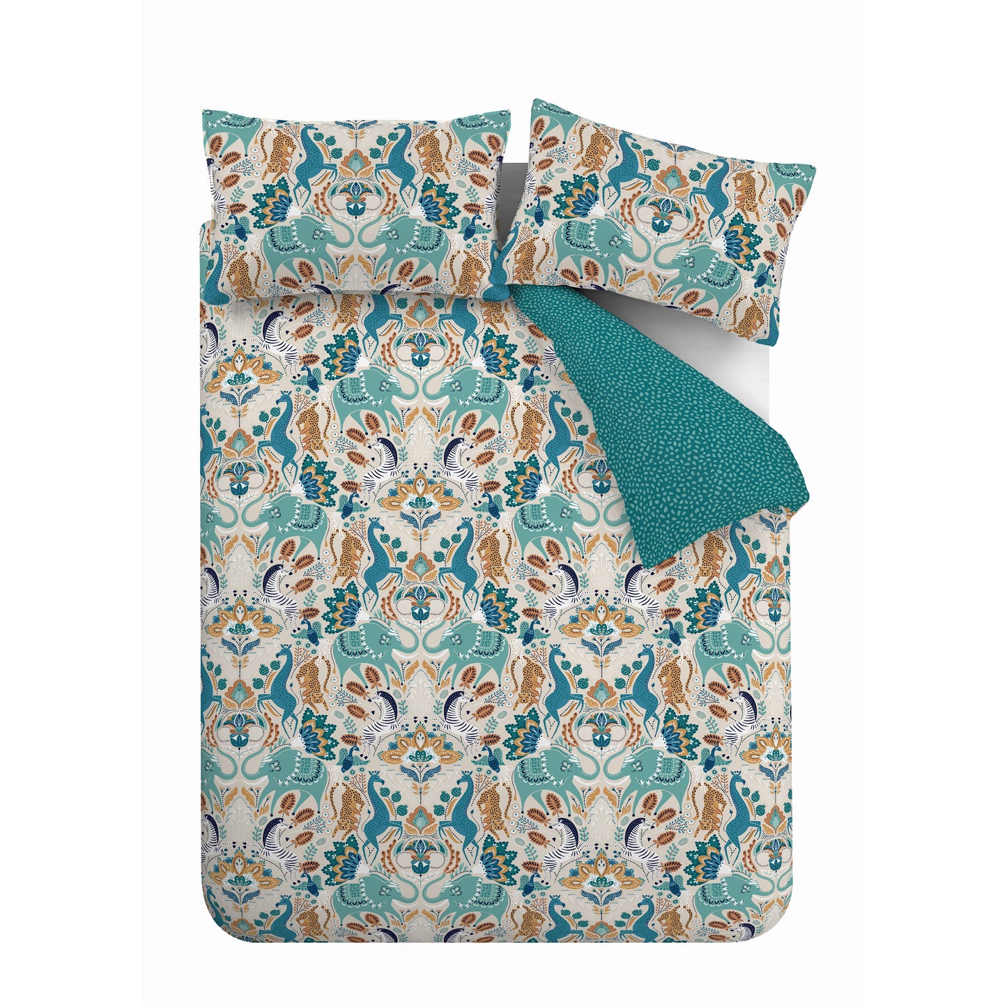 Carnival Animals Teal Duvet Cover Set by Pineapple Elephant